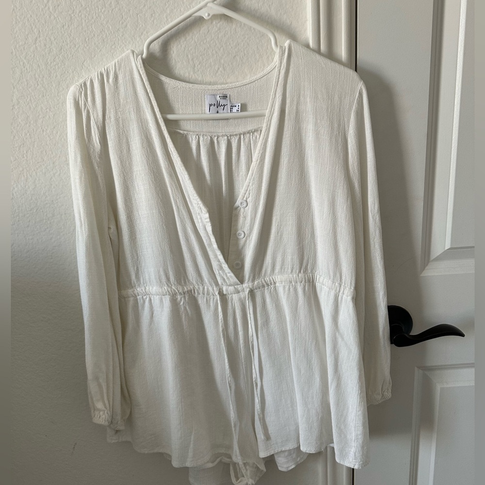 Princess Polly romper, linen off white.